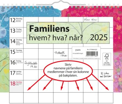 Kalender 2025 7.Sans Fam. Hvem, Hva, Når