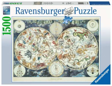 Puslespill 1500 Verdenskart Dyr Ravensburger