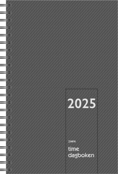 Kalender 2025 7.Sans Timedagboken Spiralisert Grå