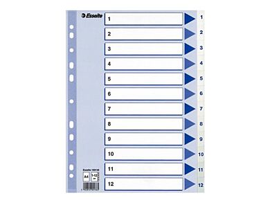 Register Esselte plast A4 1-12 blå/hvit