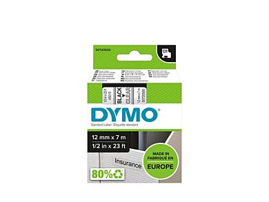 Tape Dymo D1 12mmx7m sort/klar