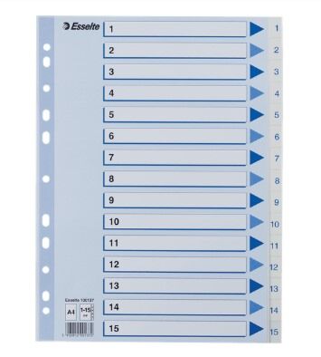 Register A4 1-15 Plast Hvit