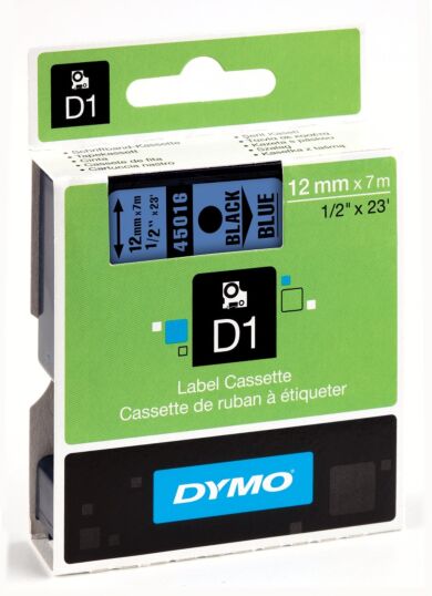 Tape Dymo D1 12mmx7m sort/blå