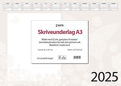 Kalender 2025 7.Sans Skriveunderlag A3