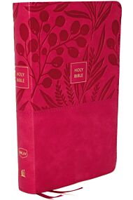 NKJV, End-of-Verse Reference Bible, Personal Size Large Print, Leathersoft, Pink, Thumb Indexed, Red