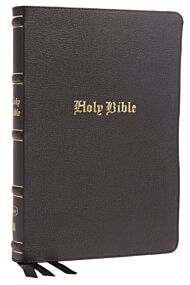 KJV, Thinline Bible, Large Print, Genuine Leather, Black, Red Letter, Thumb Indexed, Comfort Print