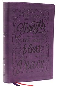 NKJV, Giant Print Center-Column Reference Bible, Verse Art Cover Collection, Leathersoft, Purple, Re