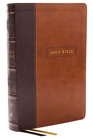 KJV Holy Bible, Center-Column Reference Bible, Leathersoft, Brown, 73,000+ Cross References, Red Let