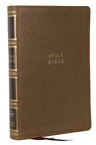 NKJV, Compact Center-Column Reference Bible, Brown Leathersoft, Red Letter, Comfort Print (Thumb Ind