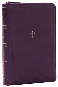 NKJV, Compact Paragraph-Style Reference Bible, Leathersoft, Purple with zipper, Red Letter, Comfort