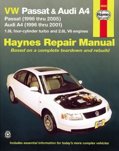 Volkswagen VW Passat (1998-2005) & Audi A4 1.8L turbo & 2.8L V6 (1996-2001) Haynes Repair Manual (US