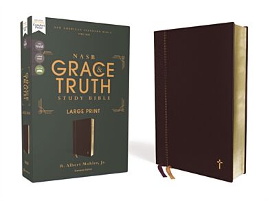 NASB, The Grace and Truth Study Bible, Large Print, Leathersoft, Maroon, Red Letter, 1995 Text, Comf