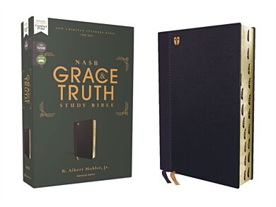 NASB, The Grace and Truth Study Bible (Trustworthy and Practical Insights), Leathersoft, Navy, Red L