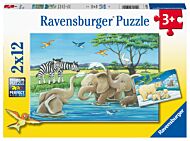 Puslespill  2X12 Dyr Ravensburger