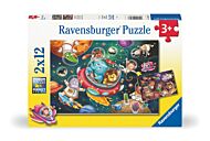 Puslespill 2X12 Dyr I Verdensrommet Ravensburger