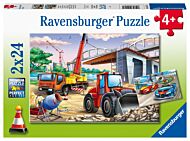 Puslespill 2x24 Bygge Biler Ravensburger