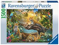 Puslespill 1500 Leopardfamilie Ravensburger