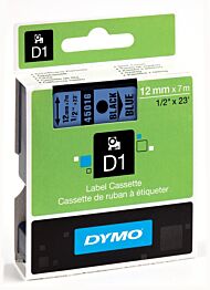 Tape Dymo D1 12mmx7m sort/blå