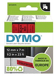 Tape Dymo D1 12mmx7m sort/rød