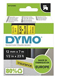 Tape Dymo D1 12mmx7m sort/gul