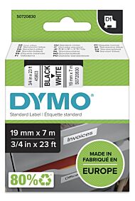 Tape Dymo D1 19mmx7m sort/hvit