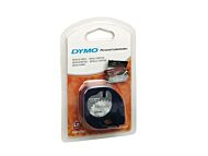 Tape Dymo Letratag 12mm metall sort/sølv