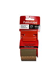 Pakketape brun m/dispenser 25m