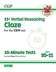 11+ CEM 10-Minute Tests: Verbal Reasoning Cloze - Ages 10-11 Book 1 (with Online Edition): superb re