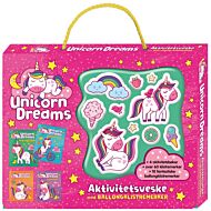 Unicorn Dreams. Aktivitetsveske med ballongklistremerker og 3 aktivitetsbøker