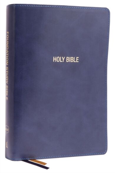 NKJV, Foundation Study Bible, Large Print, Leathersoft, Blue, Red Letter, Thumb Indexed, Comfort Pri