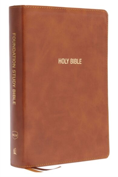 NKJV, Foundation Study Bible, Large Print, Leathersoft, Brown, Red Letter, Thumb Indexed, Comfort Pr