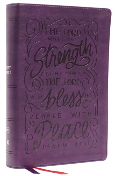 NKJV, Giant Print Center-Column Reference Bible, Verse Art Cover Collection, Leathersoft, Purple, Re