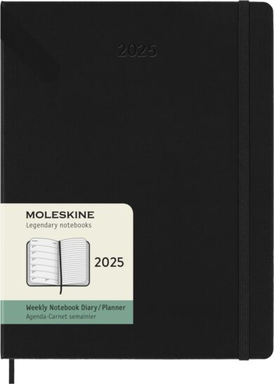 Kalender Moleskine 2025 Hard XL Uke Notat Sort