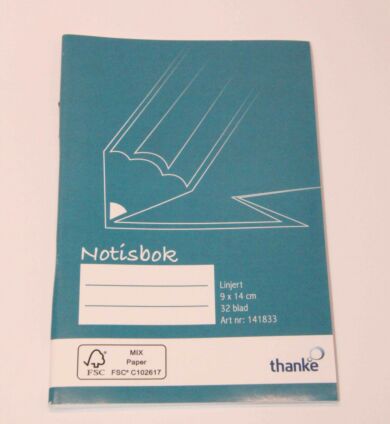 Notisbok Thanke 9.0X14cm 32Bl 60G Linj Stiftet