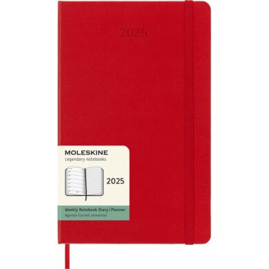 Kalender Moleskine 2025 Hard L Uke Notat Rød